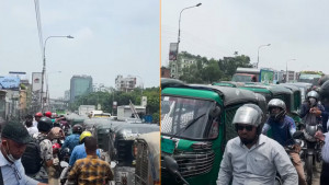 বনানীতে সিএনজি চালকদের সড়ক অবরোধ, তীব্র যানজট