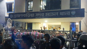 ব্রাহ্মণবাড়িয়ায় গুলি করে হত্যা করা সাদ্দামের লাশ নিয়ে থানা ঘেরাও