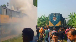 গৌরীপুরে বলাকা কমিউটারের ইঞ্জিনে আগুন, ট্রেন চলাচল সাময়িক বন্ধ