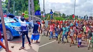 ভাঙ্গায় সাংবাদিককে কুপিয়ে আহত, মসজিদে আশ্রয় নিলেন পুলিশ সদস্যরা