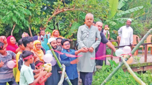 চাঁদা তুলে সাঁকোটি নির্মাণ এলাকাবাসীর স্বস্তি