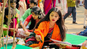 তৃতীয় বারের মতো সরস্বতী পূজায় পৌরহিত্যে সমাদৃতা