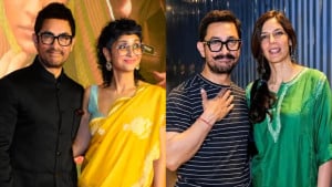 গাড়ি চালকের পাশে আমির, পেছনের আসনে হাসি-আড্ডায় সাবেক ও হবু স্ত্রী
