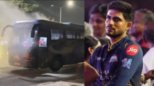 ফাইনাল হেরে ফেরার পথে গুজরাটের টিম বাসে আগুন