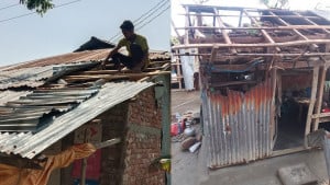 বরগুনাসহ চার জেলায় হঠাৎ ঘূর্ণিঝড়, শত শত ঘরবাড়ি বিধ্বস্ত