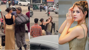 ঢাকার ব্যস্ত রাস্তায় পথচারীকে পেটালেন বিদেশী নারী মডেল