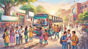বাসের অপেক্ষায় জমে ওঠা আড্ডা