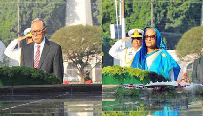 শিখা অনির্বাণে রাষ্ট্রপতি ও প্রধানমন্ত্রীর শ্রদ্ধা