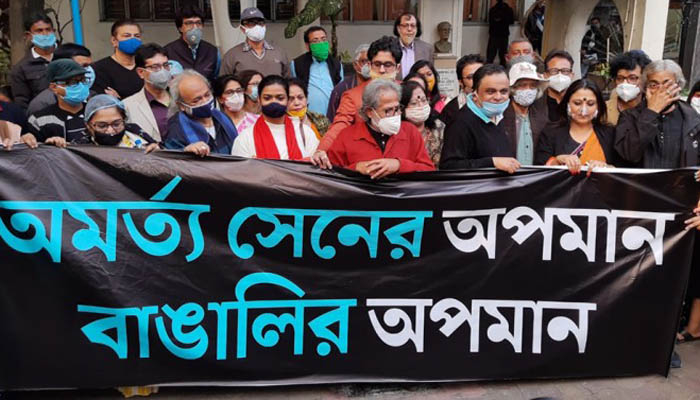 অমর্ত্য সেনের বাড়ির জায়গা নিয়ে বিতর্ক, প্রতিবাদ বিশিষ্টজনদের