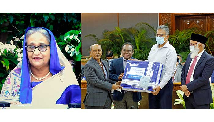 প্রধানমন্ত্রীর ত্রাণ ভান্ডারে শাহ্জালাল ইসলামী ব্যাংকের কম্বল প্রদান