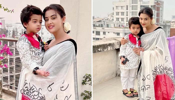 ছেলে বীরকে নিয়ে ভাষাশহীদদের স্মরণ করলেন বুবলী
